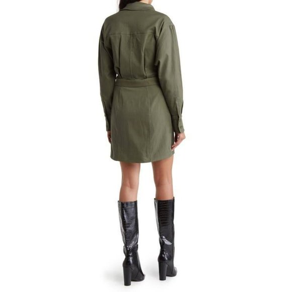 NICHOLAS Ashton Belted Drill Mini DRESS Size 6 Moss Green Twill Cotton NEW - Picture 3 of 10
